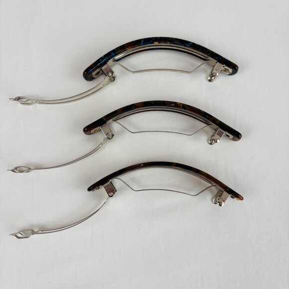 3 Tortoise Shell Color Barrettes Made in France Hair Clasp main image 7